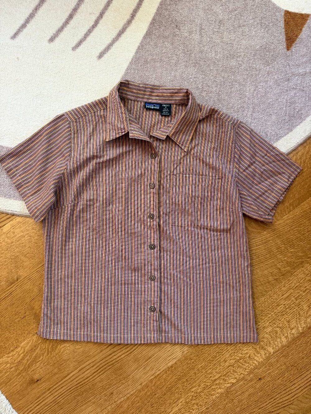PATAGONIA Women's Boxy Short Sleeve Button Shirt | multicolor check | Medium - Picture 1 of 9